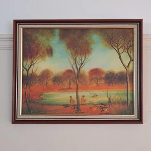 Pro Hart Framed Print Days When We Went Swimming 1973 53 X 43cm - Foto 1 di 16