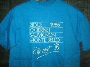 DEADSTOCK Vtg 1980s 1986 ridge cabernet sauvignon monte bello harvest T Shirt S - Picture 1 of 6