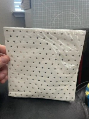 Elegant Silver Foil Dots 16ct. Lunch Napkins Party Supply New!!! - Image 1 of 2