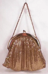 Whiting Davis Purse Gold Mesh Handbag Sapphire Blue Cabachon Clasp Art Deco #11 - Picture 1 of 12