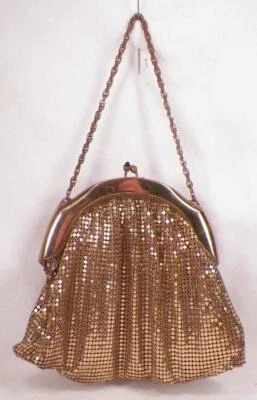 Cartera Whiting Davis Bolso de Mano Malla Dorada Zafiro Azul Cierre Cabachón Art Deco #11 Foto 1 de 4