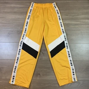 PINK Victoria’s Secret Jogger Sweatpants Yellow Women’s Small Taped Stretch Y2K - Picture 1 of 14