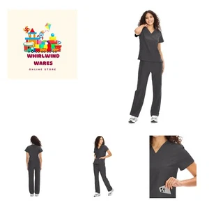 Scrubs for Women Set Medical Uniform - V-Neck Top & Straight Leg Pants with 9... - Picture 1 of 7