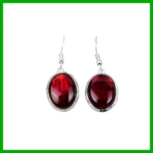 925 Silver Natural Red Fire Labradorite Hook Dangle Drop Bezel Earrings Jewelry - Picture 1 of 7