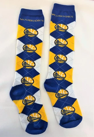 DUB NATON!  GOLDEN STATE WARRIORS ARGYLE SOCKS!   WORN ONCE!   NO SIZE TAG Cover