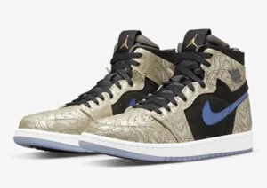 Men’s Size 9.5 Nike Air Jordan 1 High Zoom Comfort 'Gold Laser' Black DQ0659-700 - Picture 1 of 7