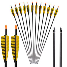 6Pk Archery Carbon Arrows Sp400 Turkey Feather Hunting for Longbow Recurve Bow