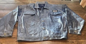 FUBU Shiny Blue Denim Jacket Y2K Vintage Hip Hop XXL - Picture 1 of 14