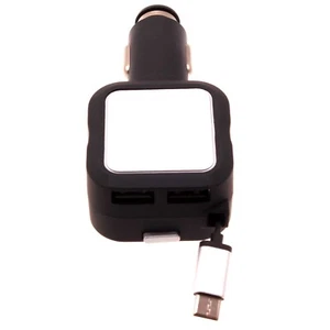 Car Charger Retractable 4.8Amp Type-C 2-Port USB Fast Charge DC for Smartphones - Picture 1 of 6