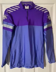 Descente Shirt Mens Medium Violet 1/4 Zip Long Sleeves Cycling Jersey - Picture 1 of 8