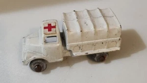Vintage Barclay Metal Toy Canvas Covered Transport Truck White Red Cross Cab - Picture 1 of 6