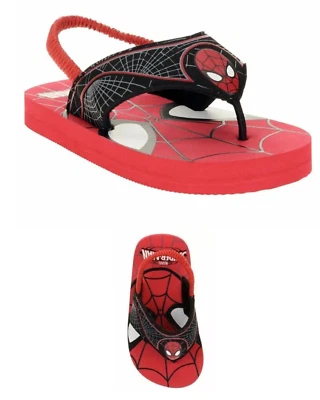 New Marvel Spiderman Flip Flop Sandals with strap red black boys toddler M 7-8 - Image 1 of 3