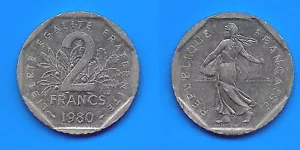 France 2 Francs 1980 Semeuse Free Shipping Worldwide Franc Frcs Frc - Picture 1 of 3