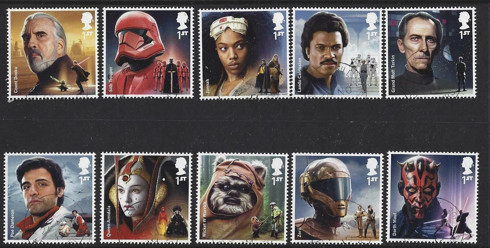 GREAT BRITAIN 2019 STAR WARS SET OF 10 SINGLES FINE USED - Image 1 of 1