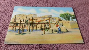 Native American Vintage Postcard Indian Harvest Time In Taos - Picture 1 of 2