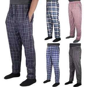 Paquete de 2 pantalones de pijama para hombre tejidos a cuadros de algodón ropa de dormir a cuadros pantalones de salón - Imagen 1 de 33