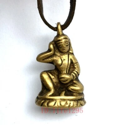 古老中国西藏青铜雕刻佛教米拉希巴佛像护身符吊坠 — 第 1/4 张图片
