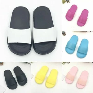 Children Kids Boys Girls Plain Slip On Sliders Flip Flops Shower Slider Sandals - Picture 1 of 9