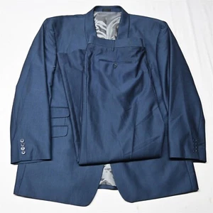 Stacy Adams 50R 42x30 Blue Micro Check Shawl Lapel Mens Jacket Pants Suit - Picture 1 of 12
