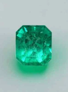 1.96 Carat 7.6x6.7 Vivid GLOWING Green Natural Loose Colombian Emerald Cut - Picture 1 of 8