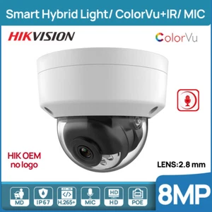 4K 8MP Hikvision OEM IP Camera Hybrid Light Mic ColorVu+IR DS-2CD1163G2-LIU POE - Picture 1 of 13