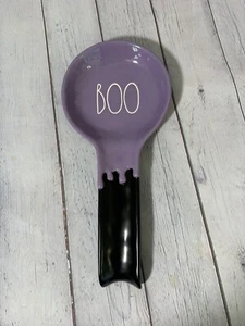 Rae Dunn Ceramic 10in Purple & Black HALLOWEEN Boo Spoon Rest - Picture 1 of 4