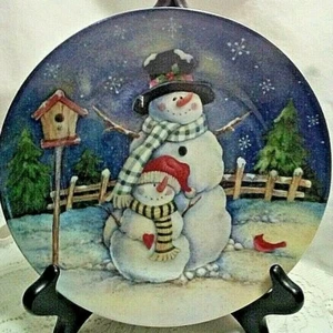 Plato decorativo para muñeco de nieve y nieves-casa para pájaros/sombreros/casa para pájaros 8"" decoración navideña - Imagen 1 de 8