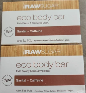 RAW SUGAR Eco Body Bar, SANTAL + CAFFEINE 5 oz (Lot of 2) VEGAN & DAILY SHIP - Picture 1 of 3