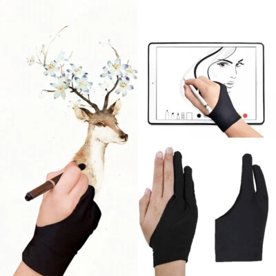 1pcs Artist Drawing Glove Low Friction Tablet Art Student 2 Fingers Non Smudge - Image 1 of 4