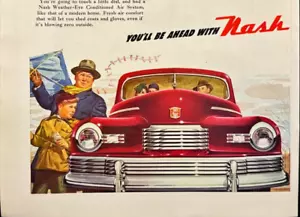 Nash "600" Kelvinator Motors 1946 anuncio impreso vintage padre hijo cometa voladora - Imagen 1 de 7