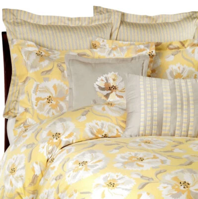 Juego de funda nórdica Clavel 100 % algodón satén completo/amarillo reina edredón 2 fundas NUEVO Foto 1 de 4