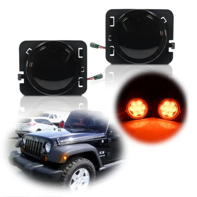 Lente de fumaça LED sinal de seta + luz marcador lateral para Jeep Wrangler JK 07-17 - Imagem 1 de 4