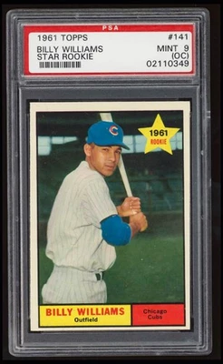 Tarjeta de béisbol 1961 Topps Billy Williams novato PSA 9 OC como nueva RC #141 Foto 1 de 2