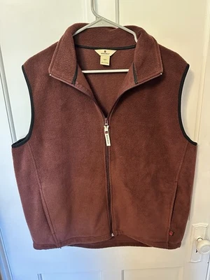 Chaleco polar Woolrich para hombre grande rojo morera bolsillos con cremallera completa polar suave Foto 1 de 3