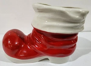 VTG 4" Christmas Red Santa Boot With White Top - Picture 1 of 5