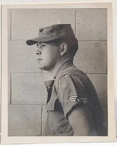 USAF Senior Airman Profile Handsome Man Soldier - GAY INT - VTG PHOTO 1960's - Picture 1 of 2