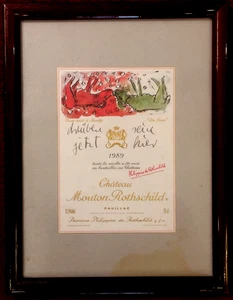 Etichetta vino Chateau Mouton Rothschild 1989, Georg Baselitz, incorniciata sotto vetro - Foto 1 di 1