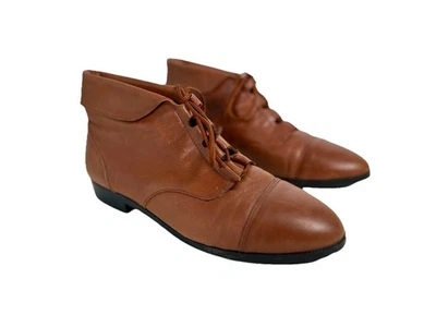 VTG 80s NOS Lace Up Ankle Boot Brown Renfair Cottagecore Fairy 9/9.5 - Image 1 of 4
