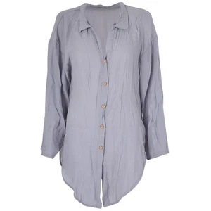Camicia donna scollo revers largo manica lunga bottoni donna casual tinta unita4216 - Foto 1 di 13