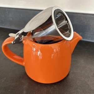 🫖 🧡Lebendig Orange Keramik Stumpf Teekanne 18oz/530ml & Edelstahl-Ei BN - Bild 1 von 6