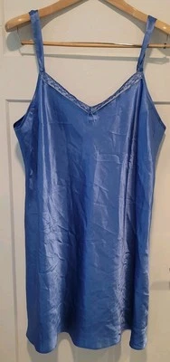 Morgan Taylor Intimates Blue XXL Thick Spaghetti Strap Nightgown Lace Trim  - Image 1 of 4