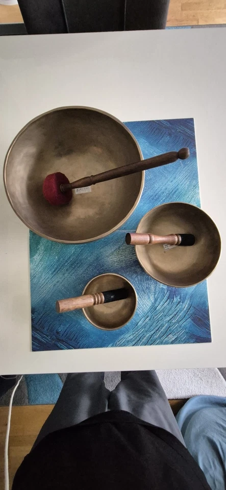 Klangschalen Set gebraucht, handgefertigt, Nepal - Bild 1 von 4