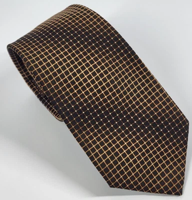 J. Ferrar Polyester Tie Brown Gold Beige Black Geometric Men Necktie 57 x 2.75 - Image 1 of 4