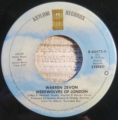 Warren Zevon "Werewolves Of London / Roland the Headless Thompson Gunner" VG+ - Image 1 of 3