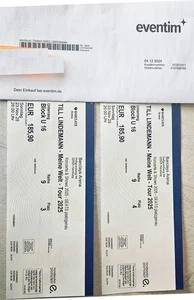 TILL-LINDEMANN 2x PREMIUM TICKETS MEINE WELT TOUR 2025 +23.11.2025+ - Bild 1 von 2