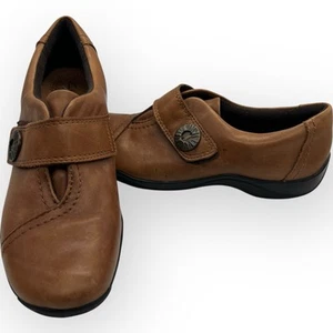 Clarks Artisan Womens Kessa Betty Brown Soft Cognac Leather Loafer Size 9N - Picture 1 of 14