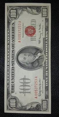 Billete de banco de Estados Unidos BU 1966 $100 sello rojo $$ ALTA CALIDAD sin circular blanco crujiente Foto 1 de 4