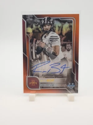2025 Bowman Chrome U - Rocco Becht #BCA-RB Orange (On Card) Auto /25 Iowa State - Image 1 of 2