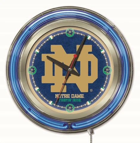 University of Notre Dame "ND" Clock w/ Double Neon Ring Cover