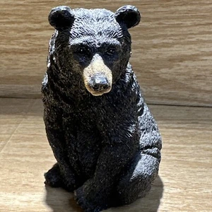 Sitting Chubby Black Bear Figure Statue Toy 4” Shelf Forest Animal Cabin Decor - Picture 1 of 5